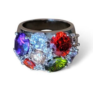 Nataliya V Collister Cubic Zirconia Ring Size 9 Vintage Cocktail Statement Retro